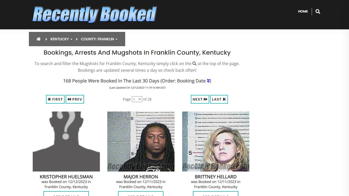 Bookings, Arrests and Mugshots in Franklin County, Kentucky